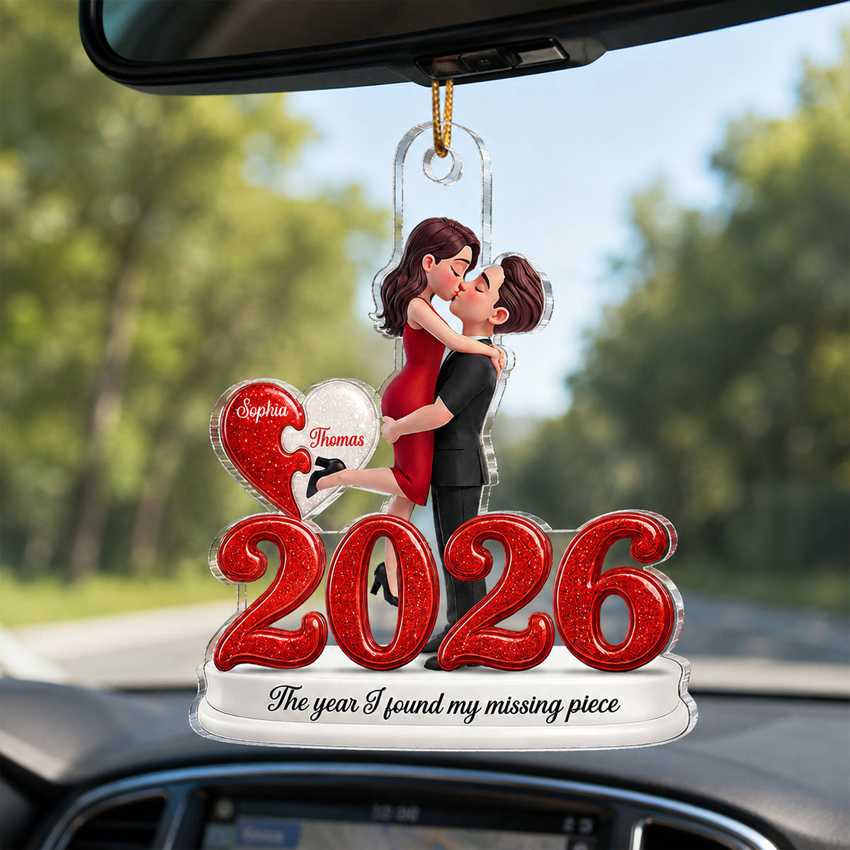 The Year I Found My Missing Piece 2D Flat - Personalized Acrylic Ornament - Christmas Keepsake for Couples
