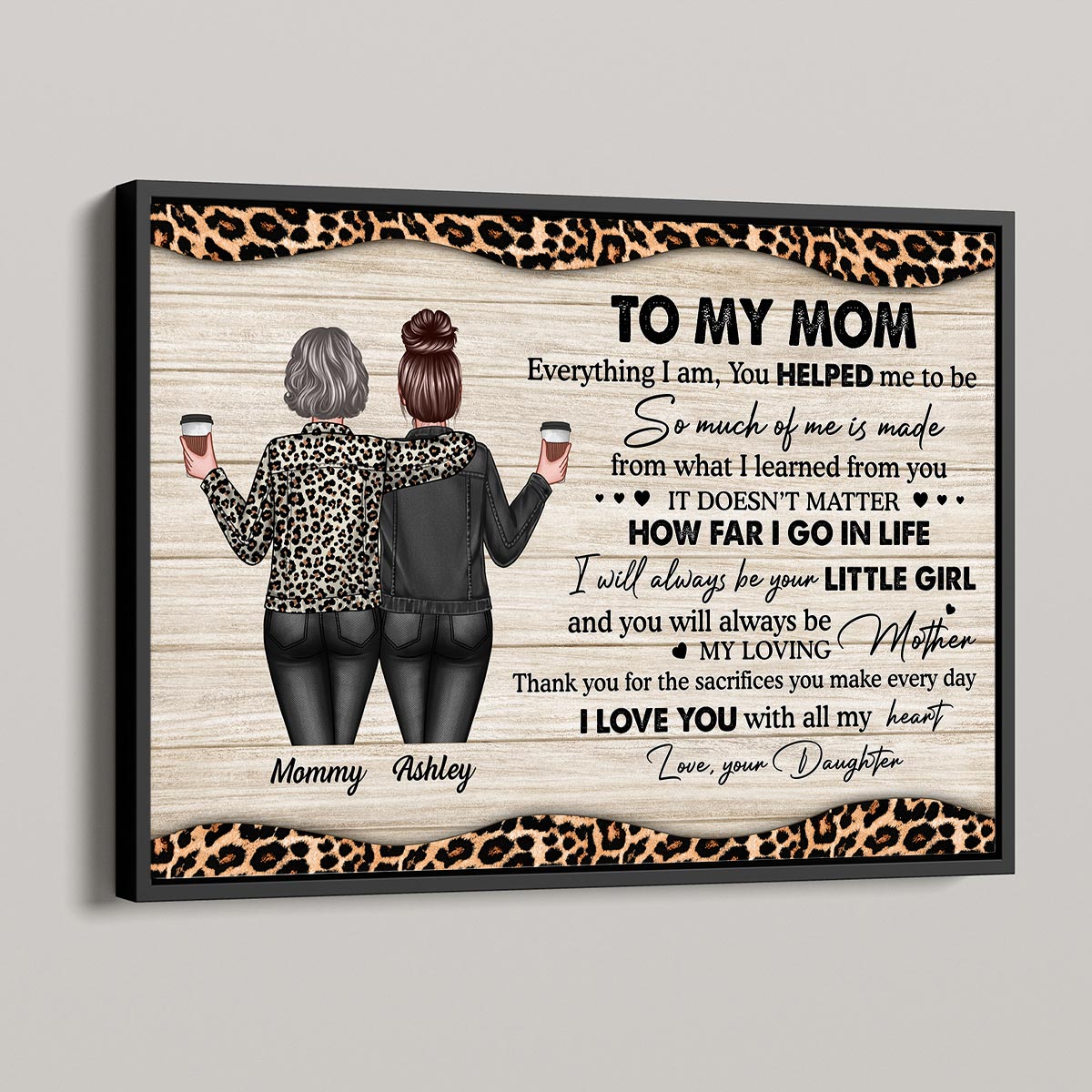To My Mom Leopard Personalized Horizontal Poster