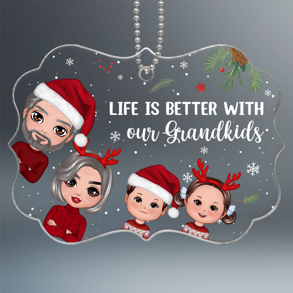 Christmas Peeking Doll Grandma Grandpa Kids Gift For Grandma Grandpa Personalized Acrylic Ornament
