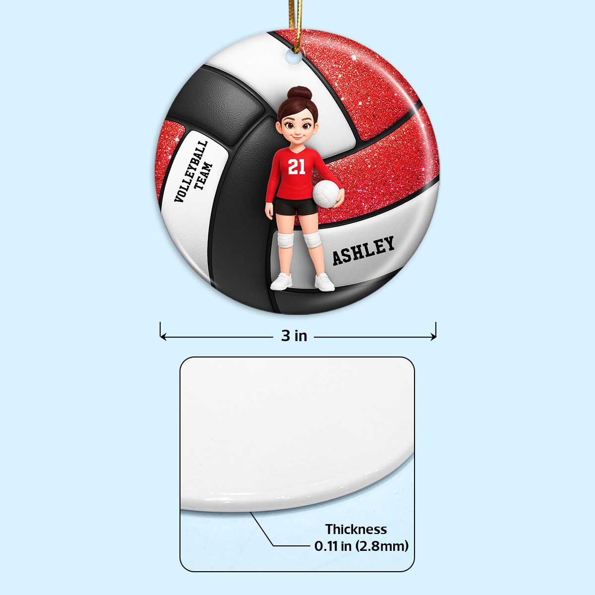 Volleyball Girl 3D Effect - Personalized Ceramic Ornament