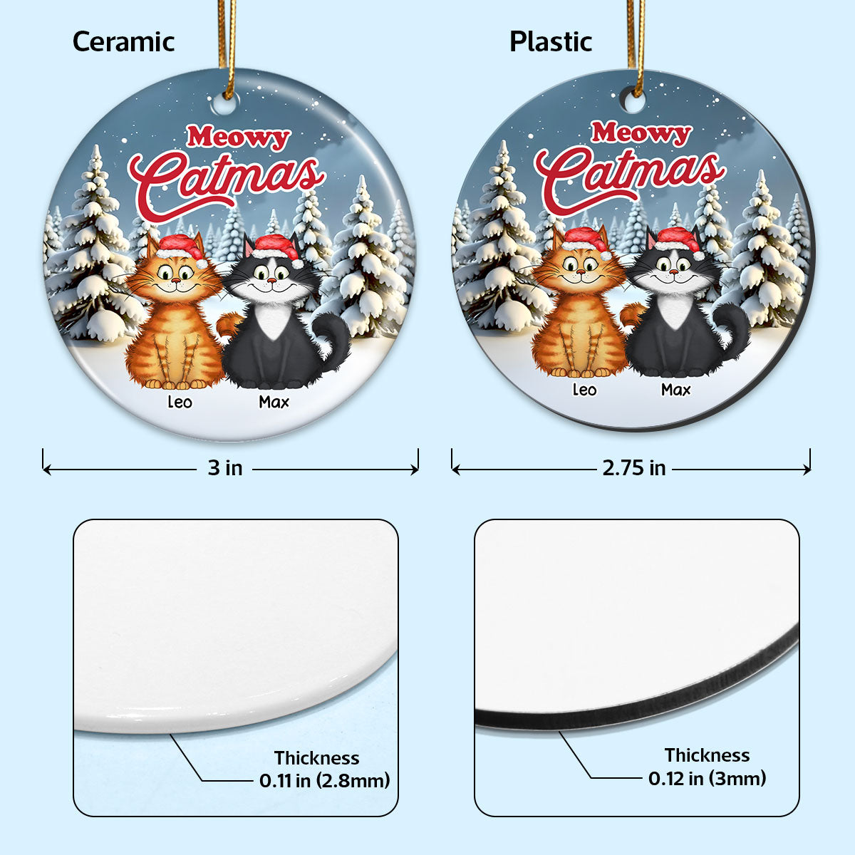 Meowy Catmas Quirky Cats Christmas Decor For Cat Lover Personalized Ceramic Ornament