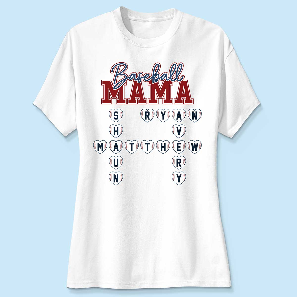 Baseball Mama Mom Grandma Crossword Puzzle Art Personalized Shirt