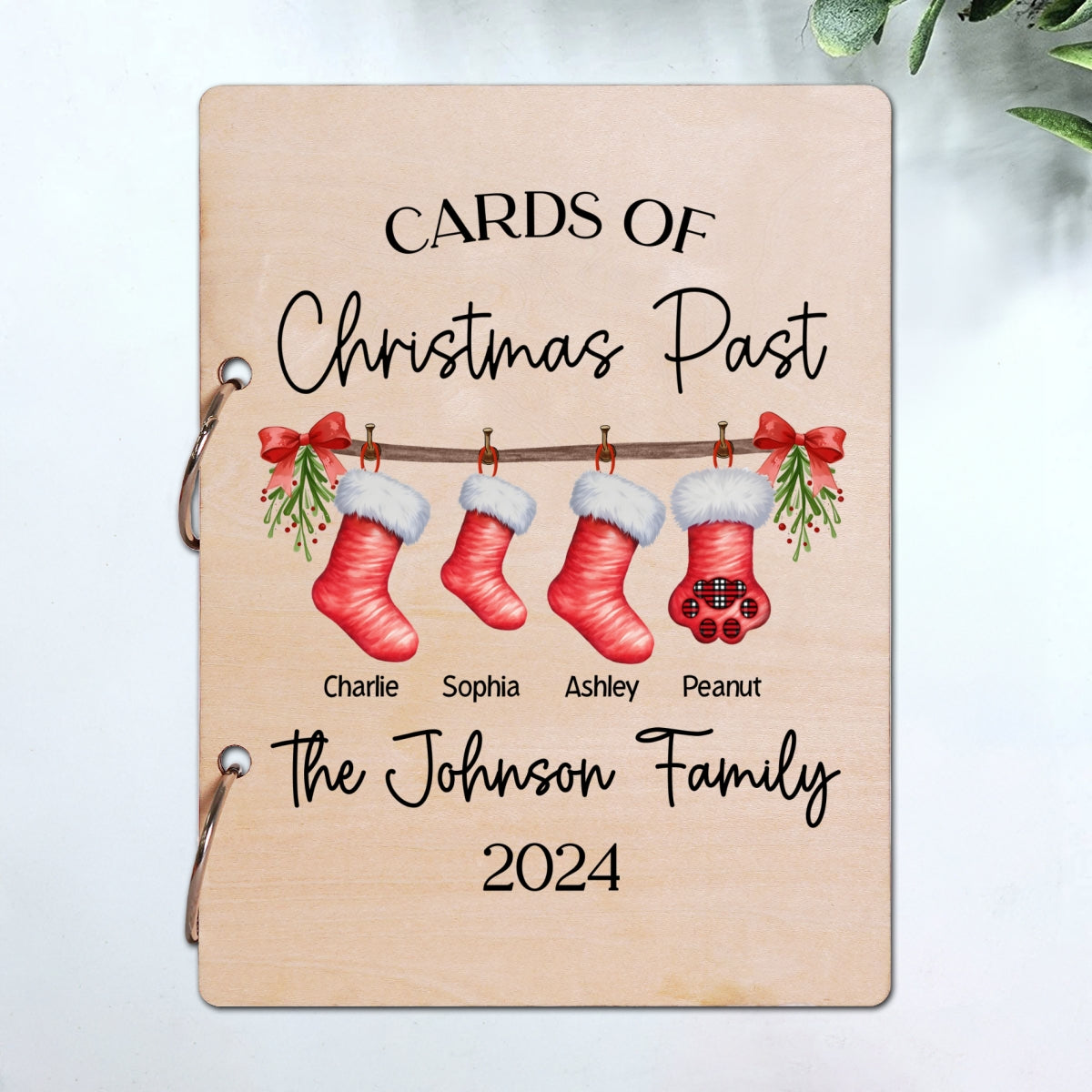 Family Stocking Holiday Card Storage Keepsake Personalized Christmas Card Keeper