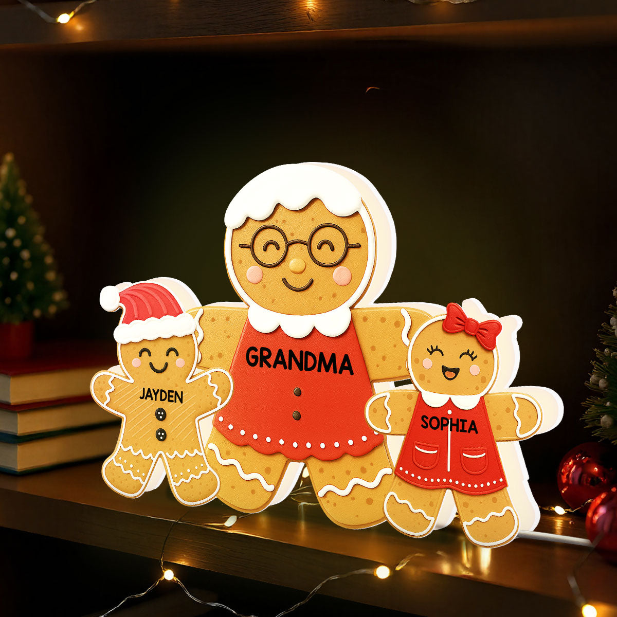 3D Effect Grandma Perfect Batch Gingerbread Grandkids - Personalized Light Box - Gift For Grandmas