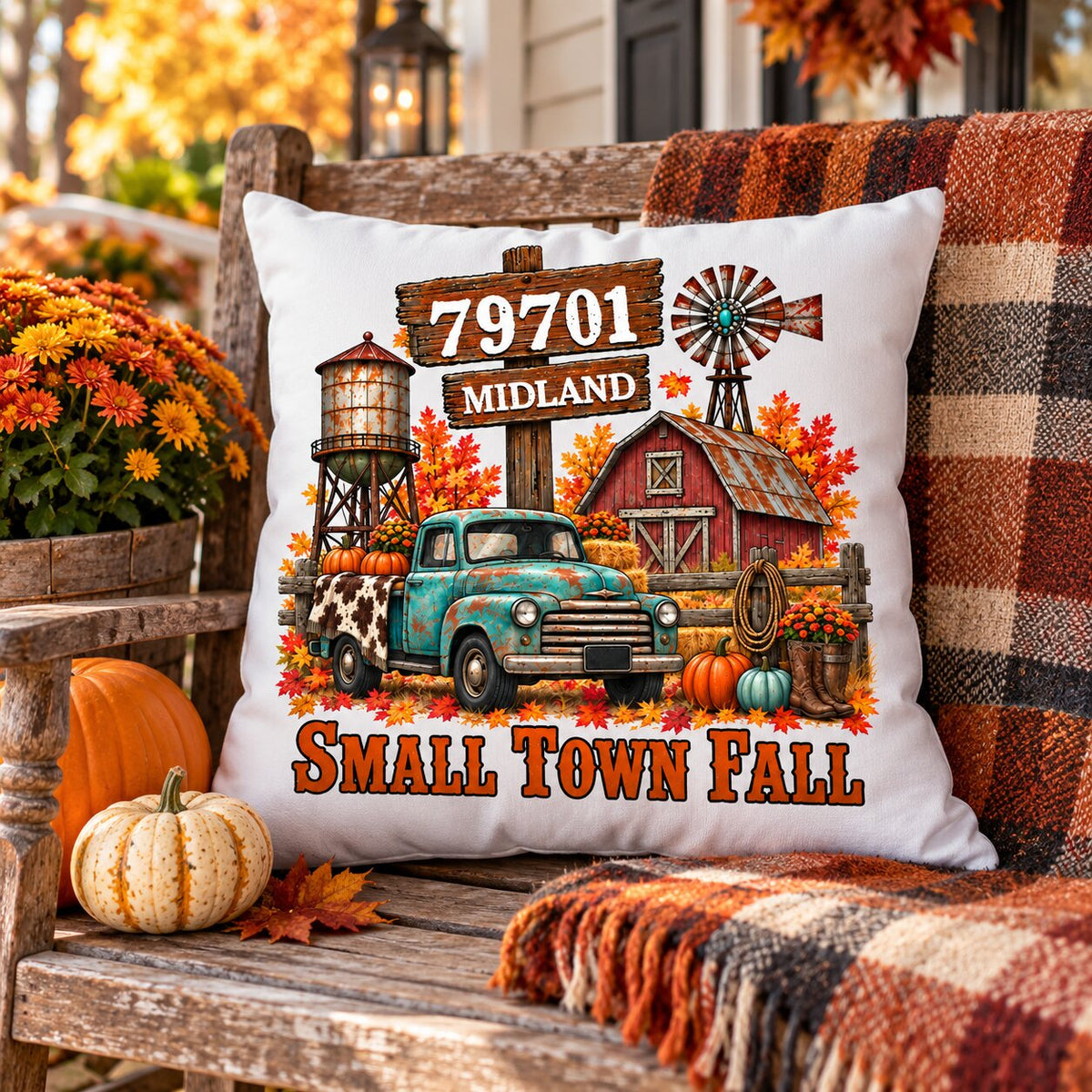 Small Town Fall Western Zip Code - Personalized Pillow