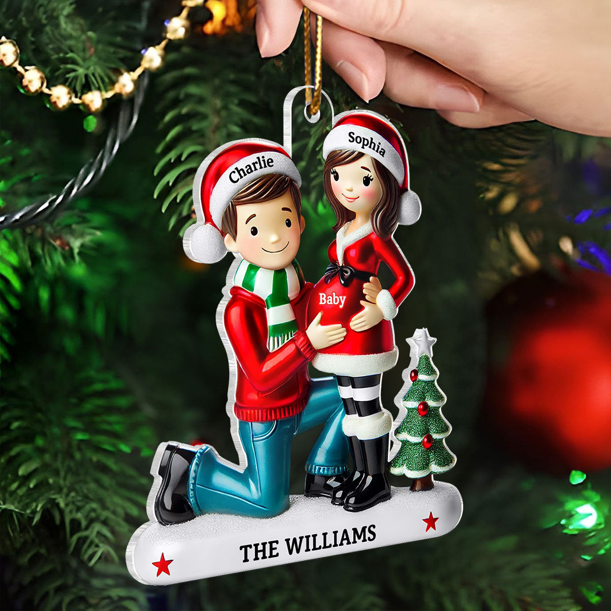 Pregnancy Ornament, Personalized We're Expecting Parents, Pregnant Christmas Ornament, Mom and Dad to Be Gift