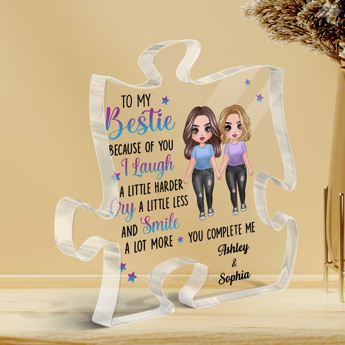 Doll Girls To My Bestie Gift For Best Friends Personalized Puzzle Acrylic Plaque