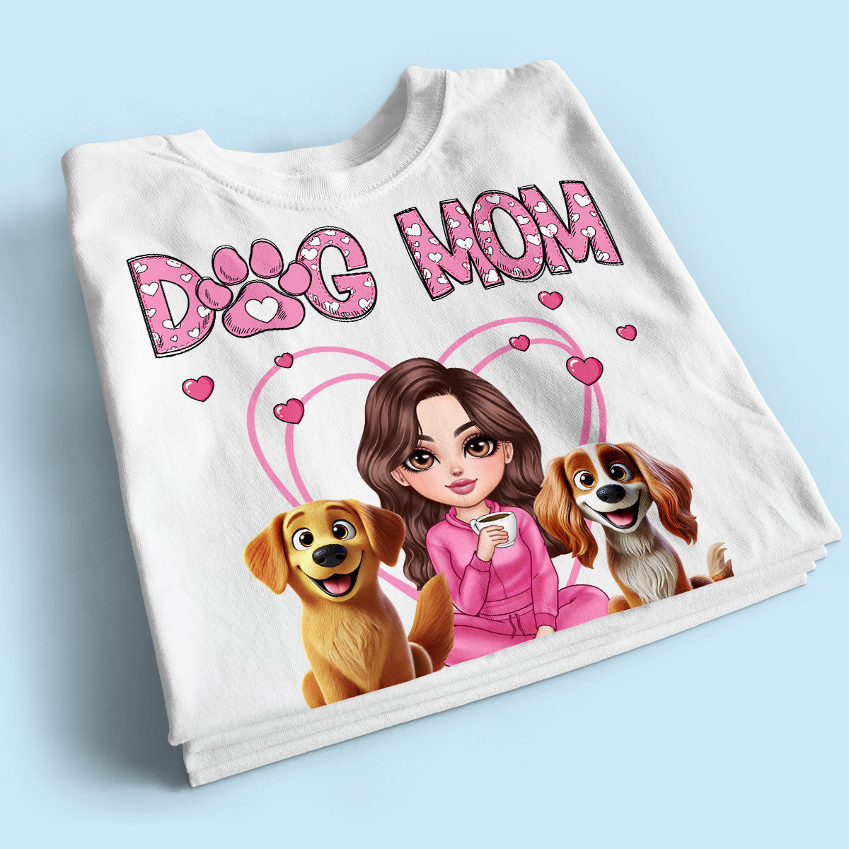 Pink Dog Mom Funny Cartoon Dog Personalized Shirt,  Gift For Dog Lovers, Dog Moms