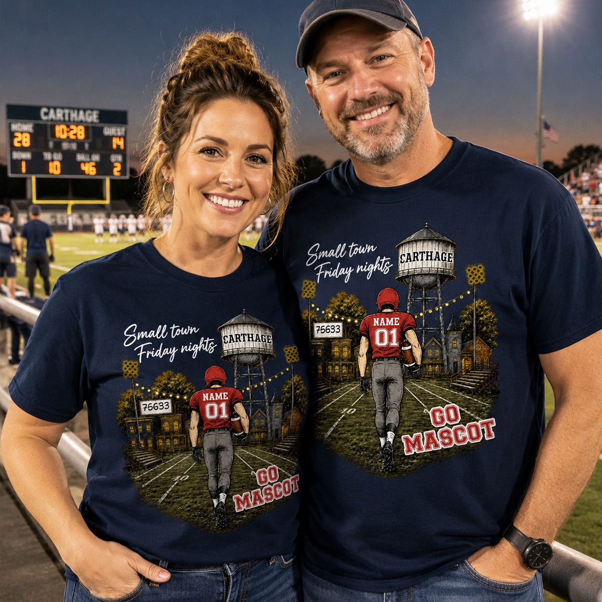 Custom Town Name & Zip Code - Personalized Shirt - Game Day Fall Shirt for Football Mom, Football Mama