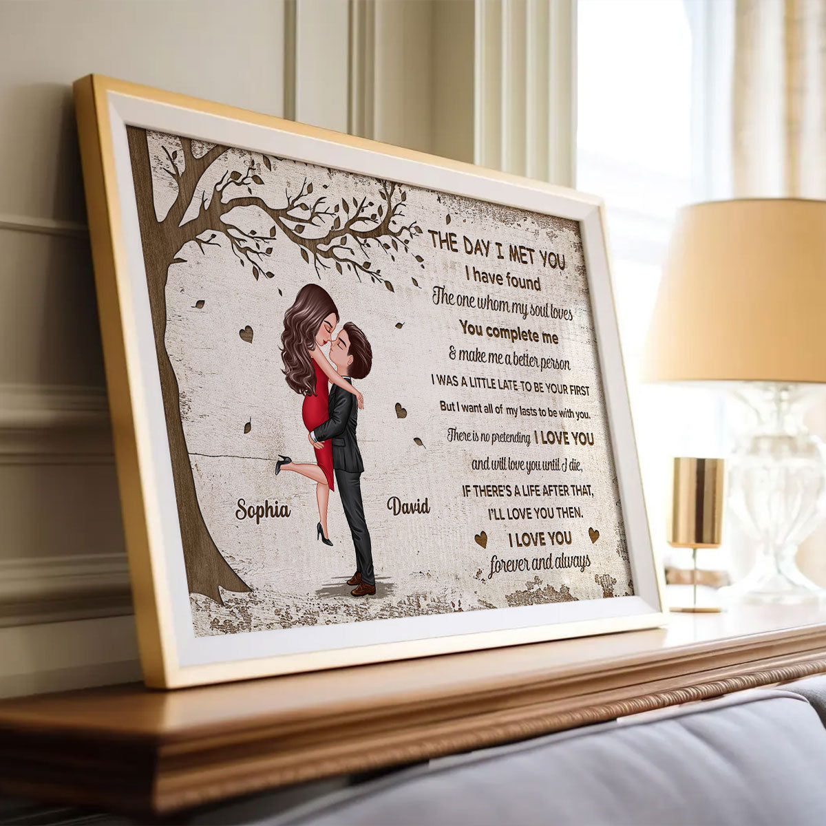 The Day I Met You Hugging Kissing Couple Personalized Poster