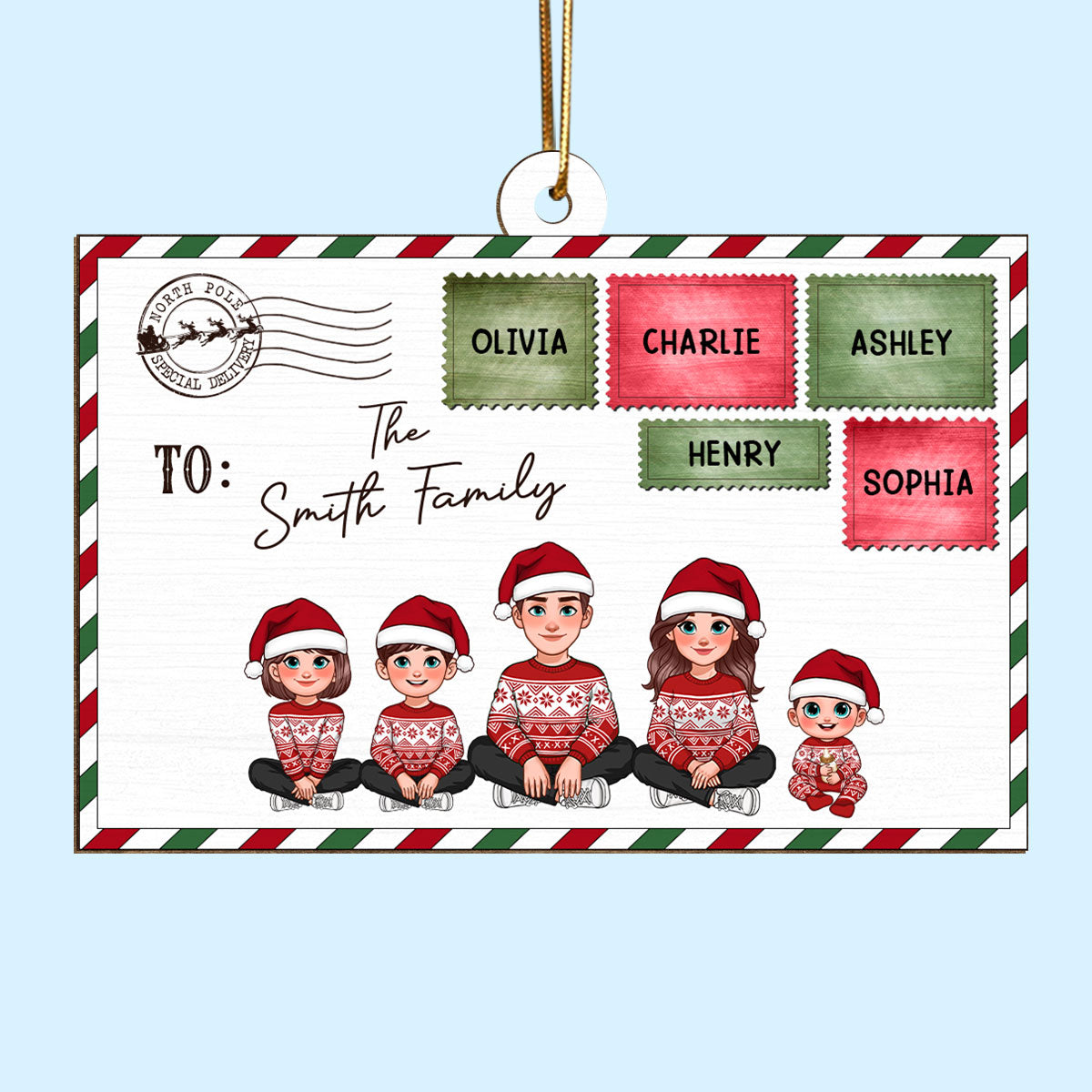 Santa Letter To Pretty Family Personalized Wooden Ornament