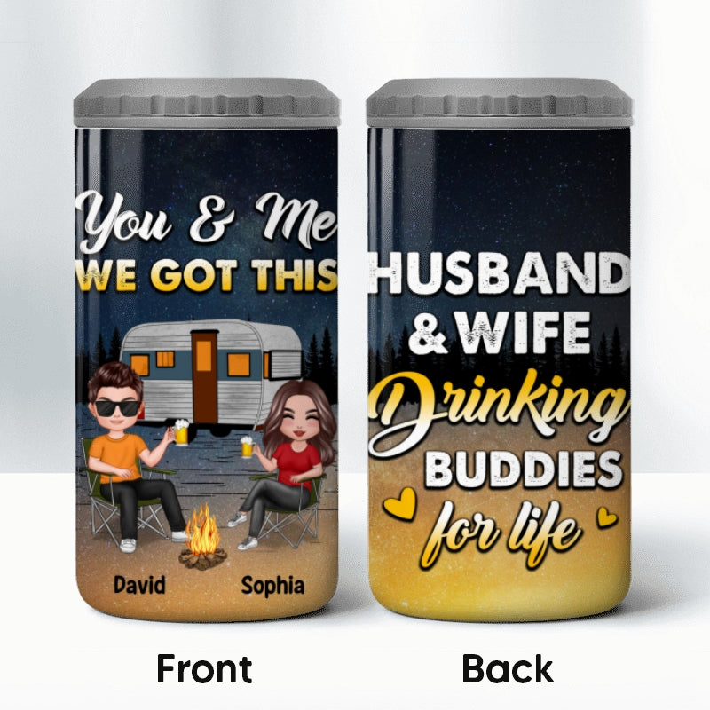 You Me We Got This Doll Couple Campsite At Night Personalized 4 In 1 Can Cooler