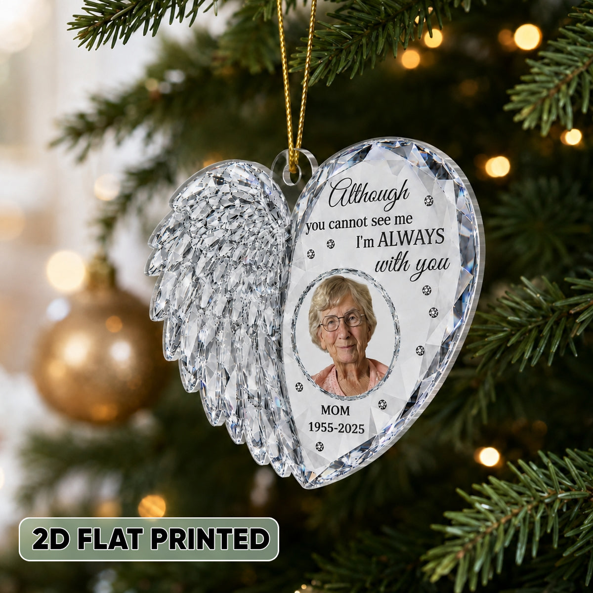 Heart Memorial Angle Wing Custom Photo - Personalized Acrylic Ornament - Memorial Gift For Loss Of Loved Ones