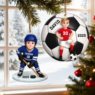 3D Effect Sport Boy Girl - Personalized Acrylic Ornament - Christmas Gift For Daughter For Son