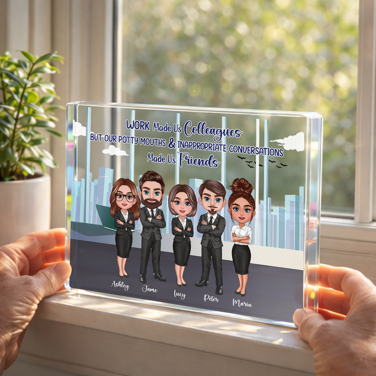 Work Made Us Colleagues Office Worker Personalized Acrylic Block, Gift for Work Besties