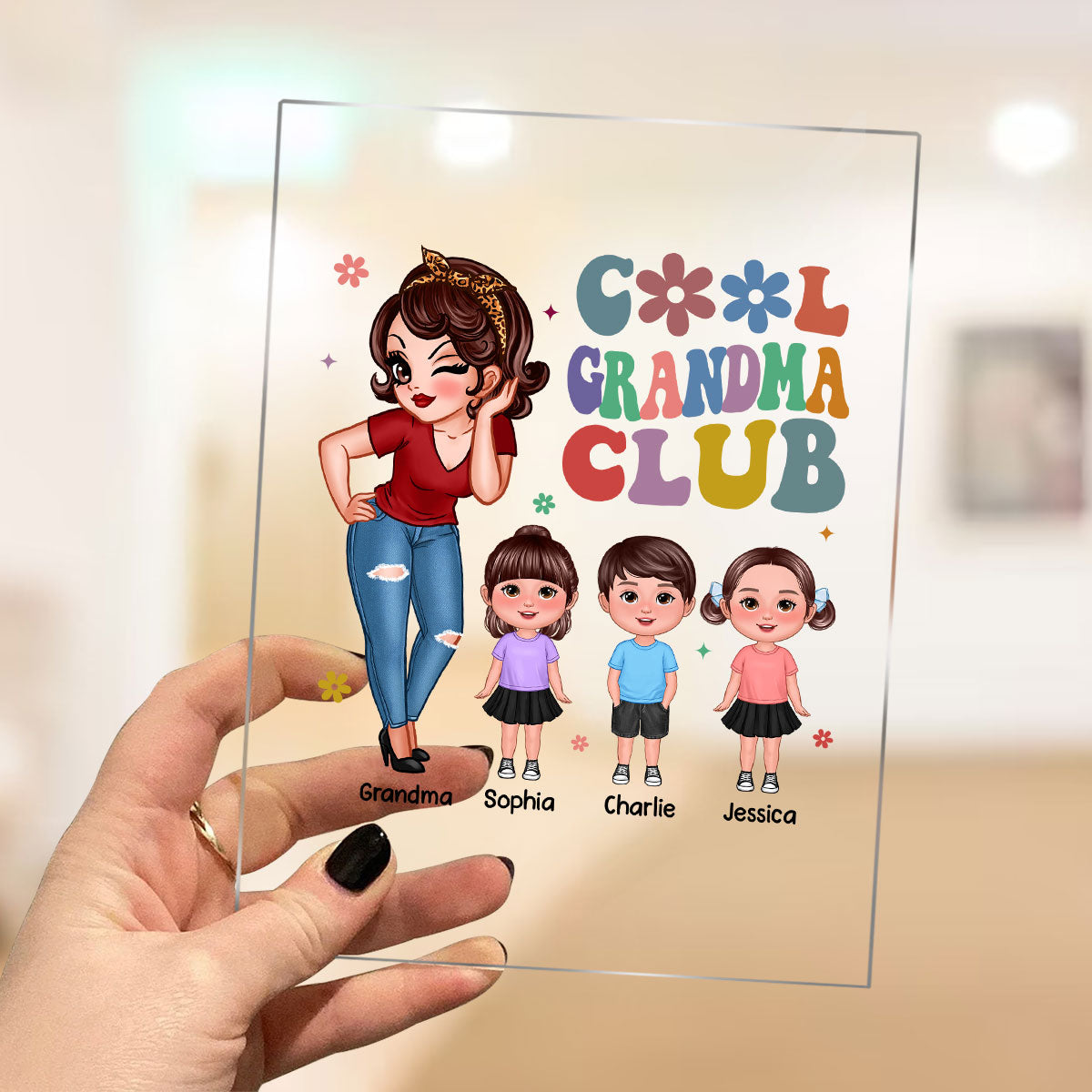 Cool Grandma Club Personalized Acrylic Plaque, Gift For Grandma