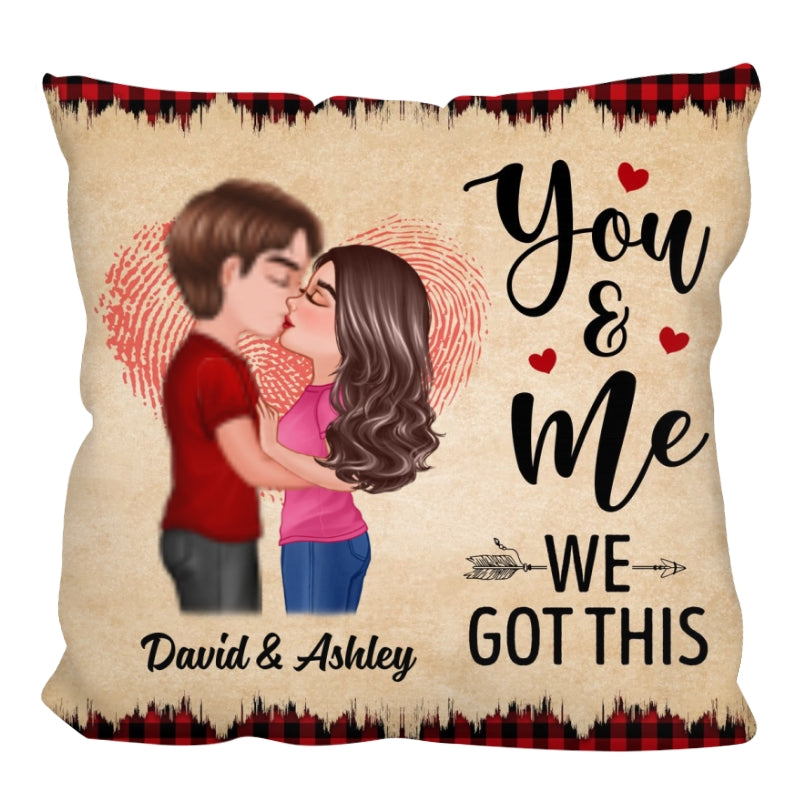 Doll Couple Kissing You & Me We Got This Personalized Pillow