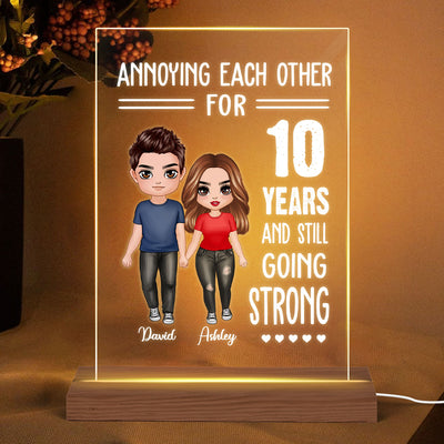 Doll Couple Standing Annoying Each Other Valentine‘s Day Anniversary Gift Personalized Rectangle Acrylic Plaque LED Lamp Night Light
