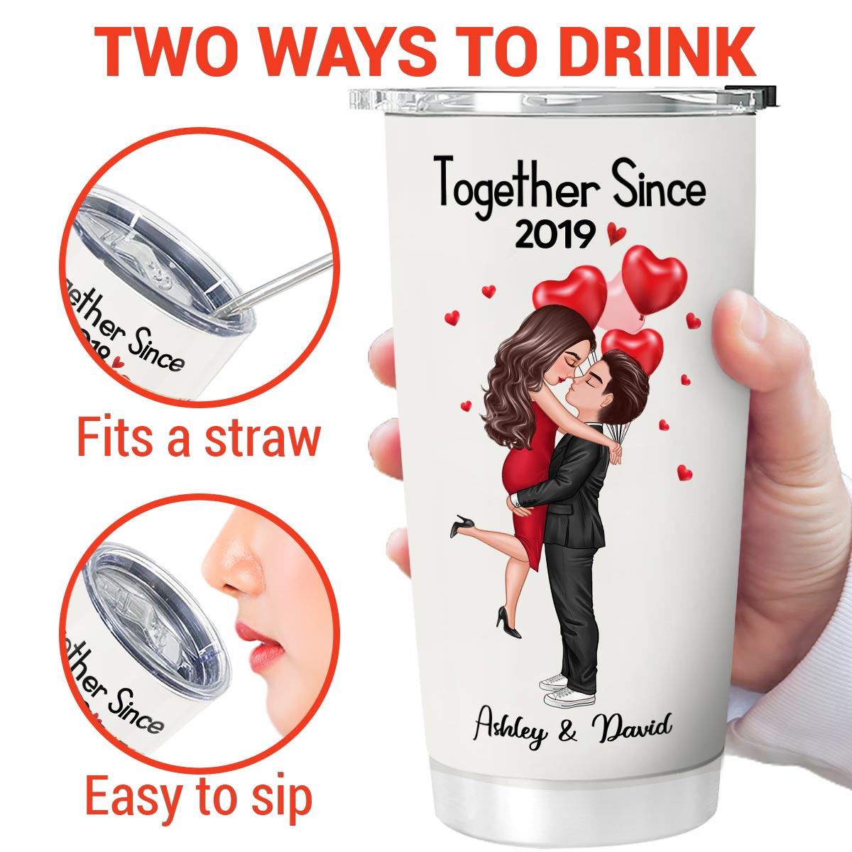 Doll Couple Hugging Kissing Gift For Him For Her Personalized Tumbler