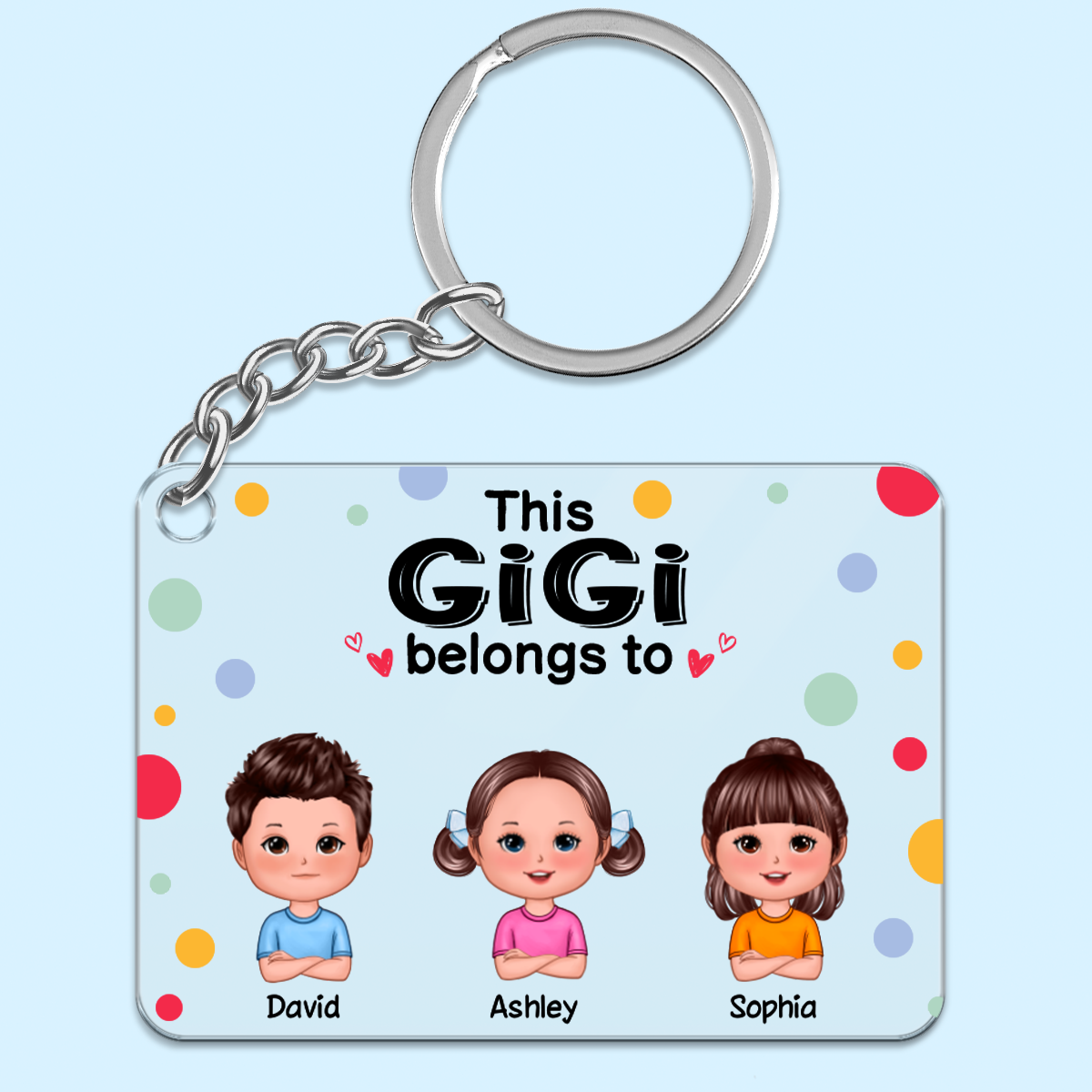 This Gigi Dad Mom Grandma Grandpa Belongs To Cute Doll Kids Personalized Acrylic Keychain