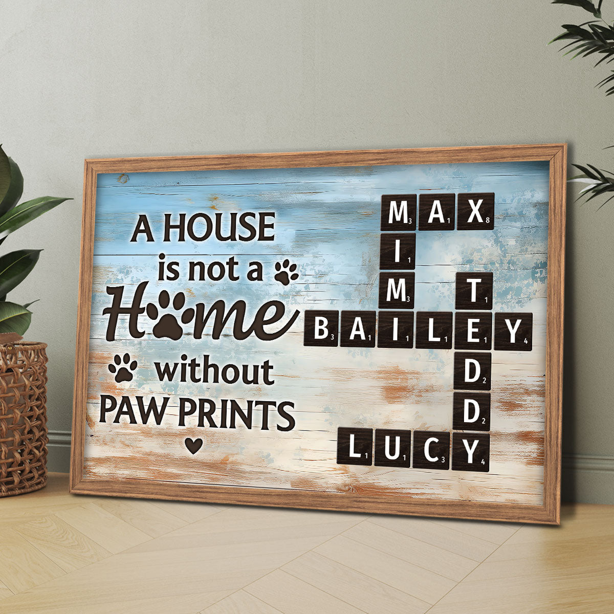 Home With Paw Prints Pet Crossword Puzzle Art - Personalized Poster