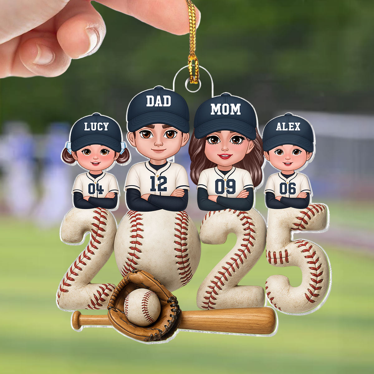 3D Effect Christmas Baseball Family Together We're A Team - Personalized Acrylic Ornament - Gift For Family