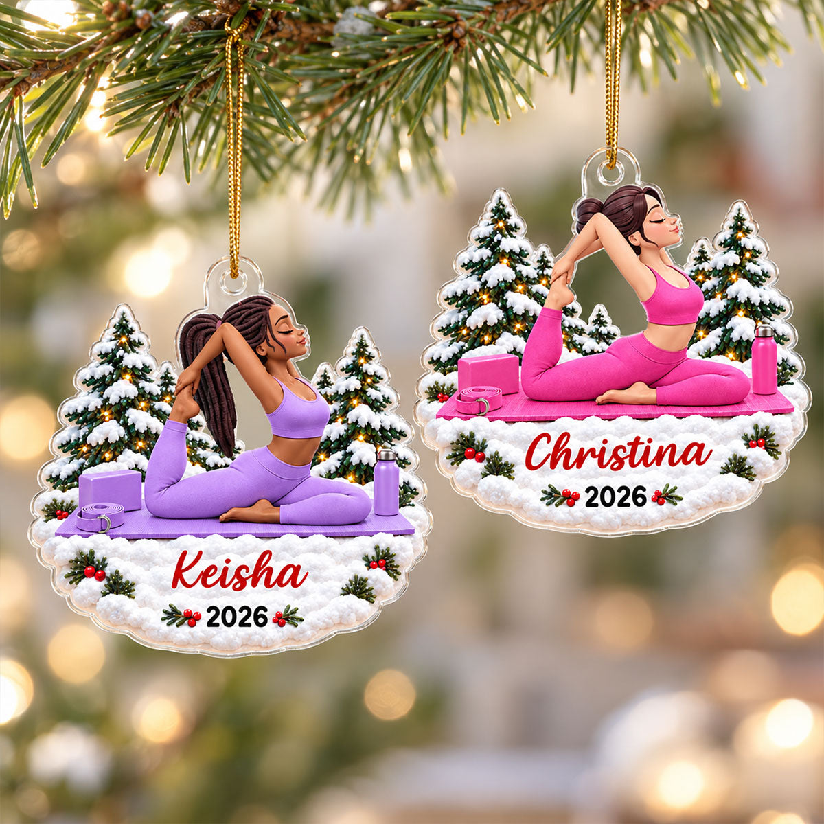 Beautiful Yoga Woman - Personalized Acrylic Ornament - Christmas Gift For Yoga Lovers, Yogi Fitness Gift