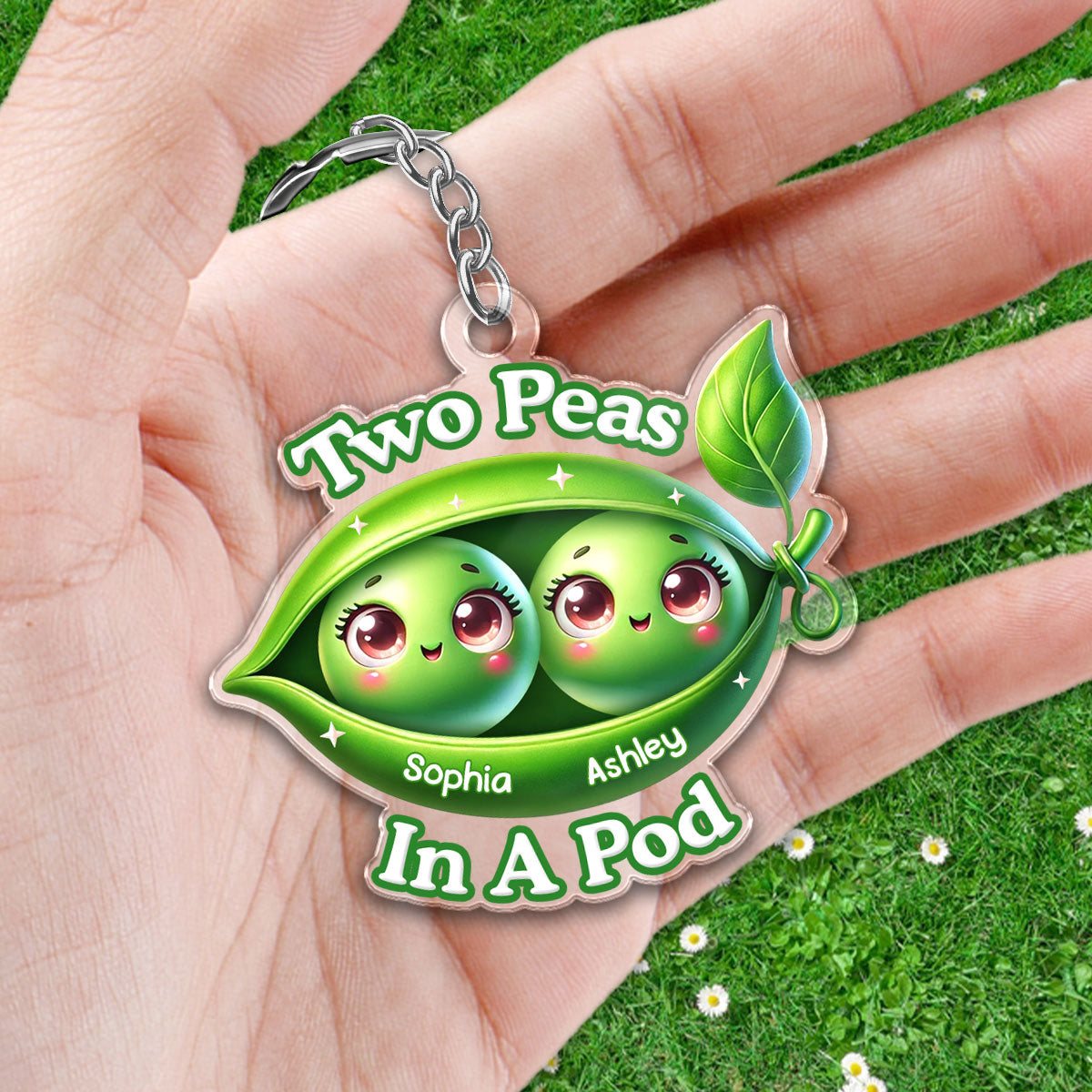 We Are Peas In The Pot Personalized Acrylic Keychain, Gift For Besties, Gift For Sisters, Gift For Twins