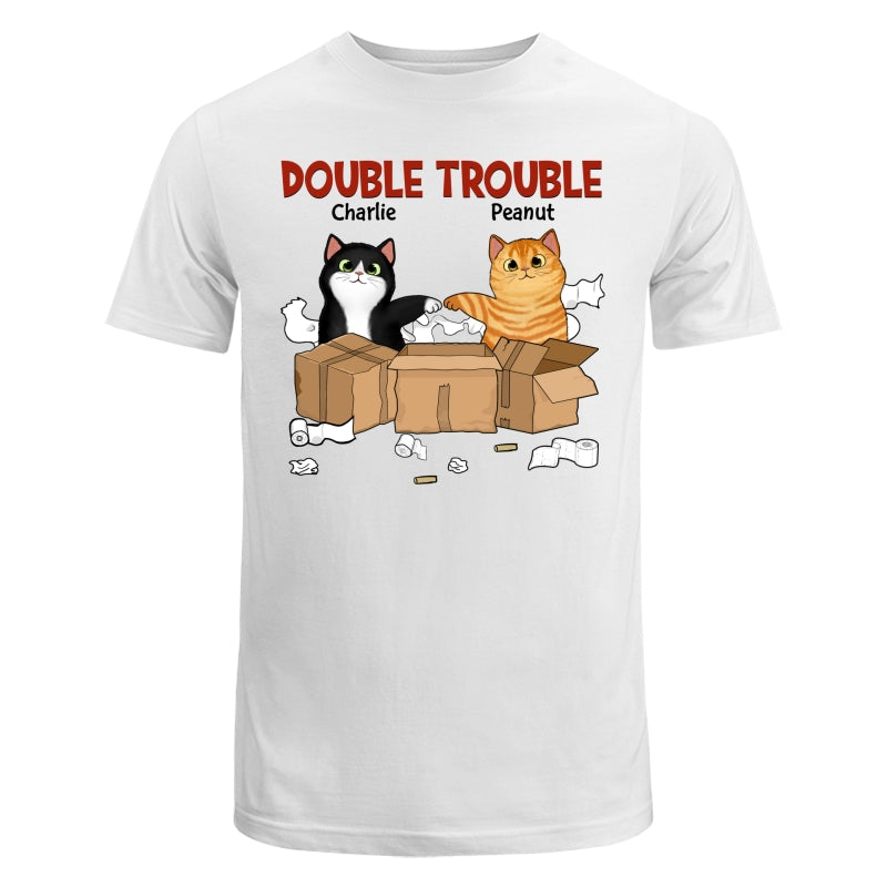 Double Trouble Naughty Fluffy Cats Funny Gift For Cat Lover Personalized Shirt