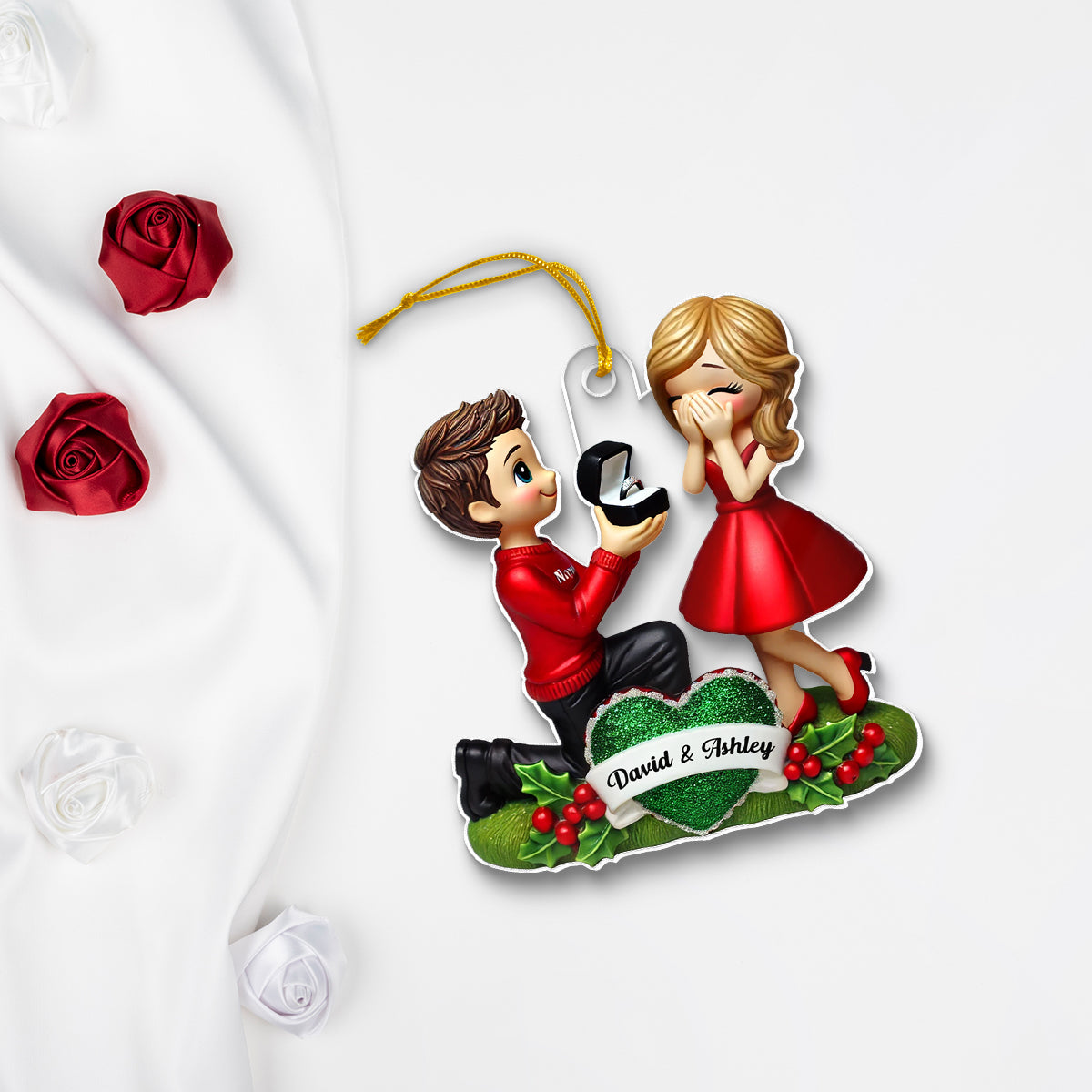Marriage Proposal 3D Effect Ornament, - Personalized Acrylic Ornament
