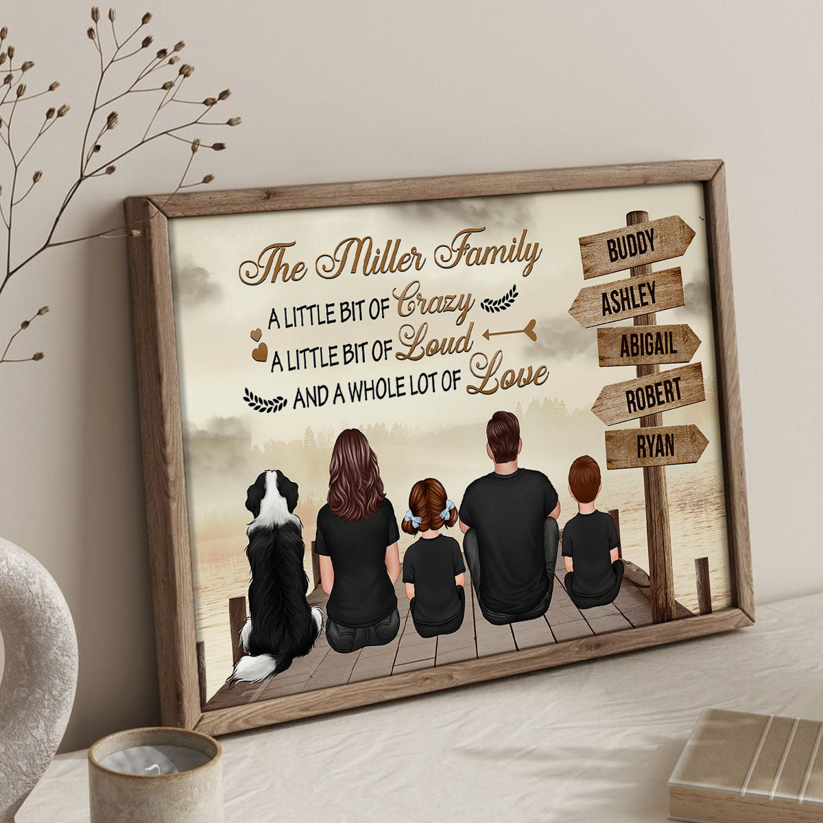 Family A Little Bit Of Street Sign Poster, Personalized Family Poster, Unique Home Decoration, Gift For Family