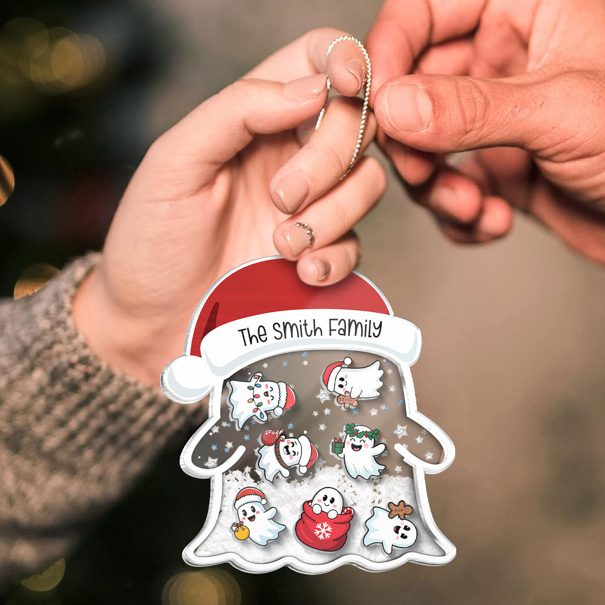 Christmas Ghost Family Personalized Shaker Ornament