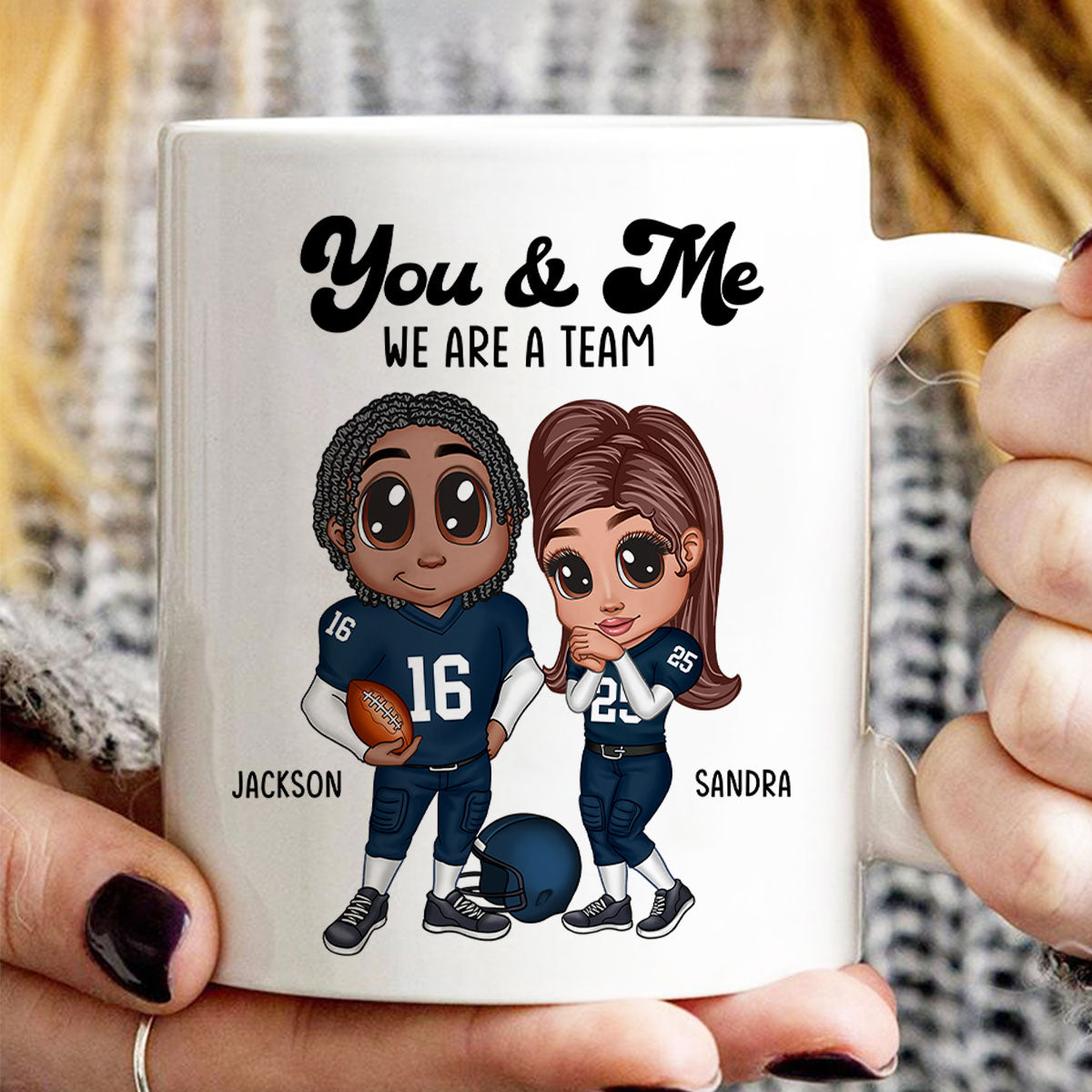 Personalized Y2K Football Couple Mug,  Gift for Couples