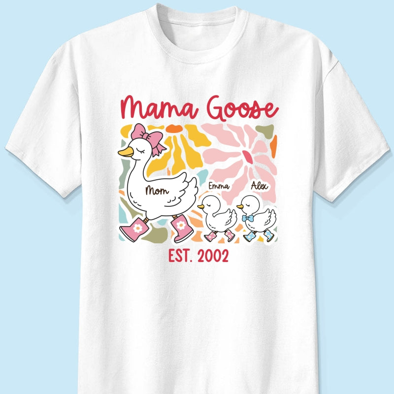 Mama Goose Grandma Goose & Kids Colorful Floral Personalized Shirt