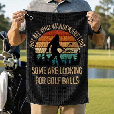 Wanders Looking For Golf Balls - Personalized Golf Towel - Funny Gift For Golf Lovers, Husband, Dad, Grandpa