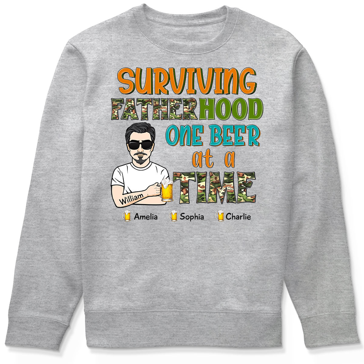 Surviving Fatherhood One Beer At A Time Gift for Dad Personalized Shirt