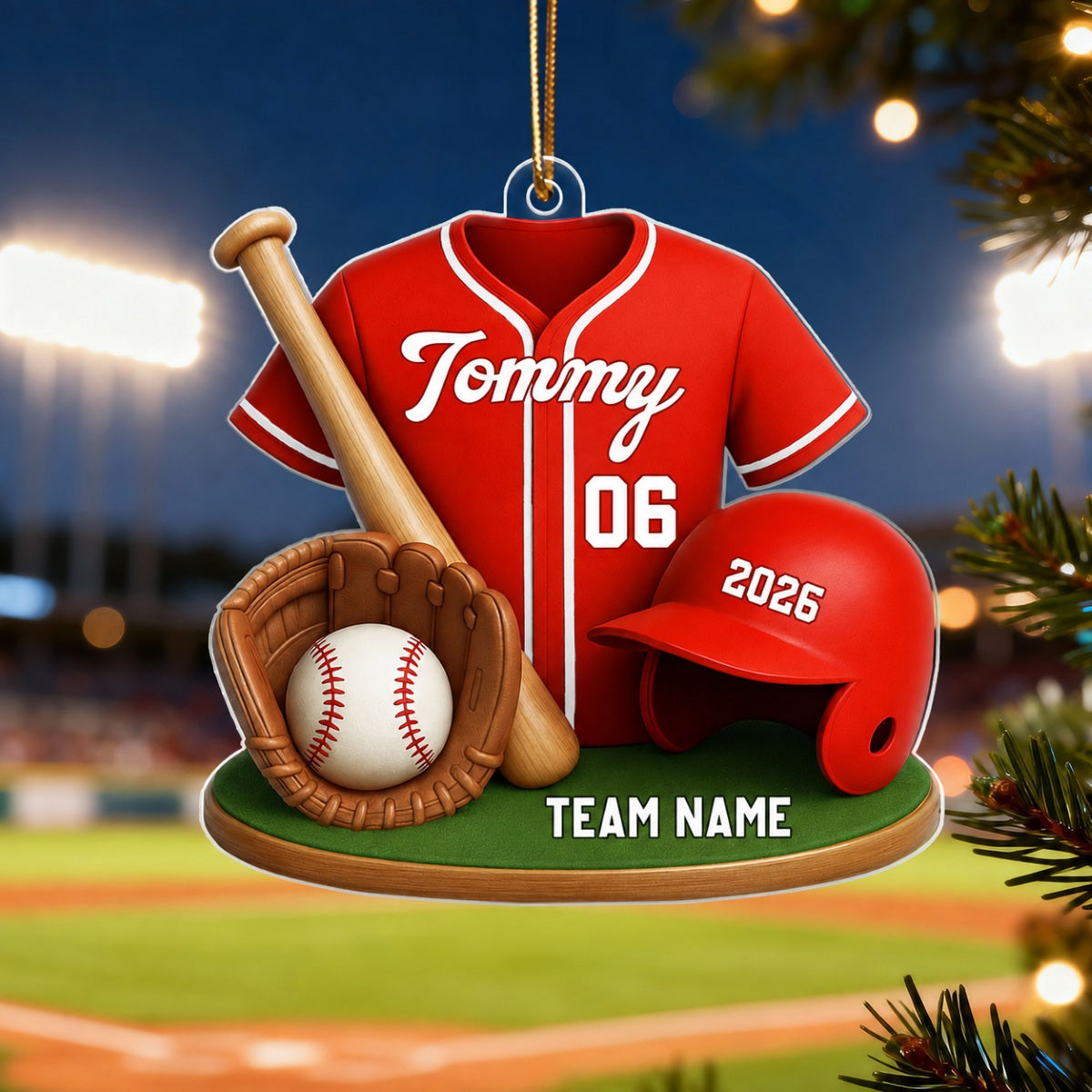 Baseball Custom Jersey 3D Effect - Personalized Acrylic Ornament - Christmas Gift for Son, Daughter, Grandkids