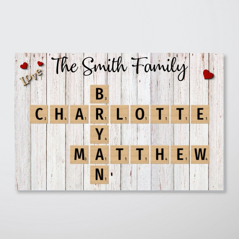Family Love Crossword Puzzle Art - Personalized Poster - Christmas Gift For Family, Dad, Mom, Brother, Sister
