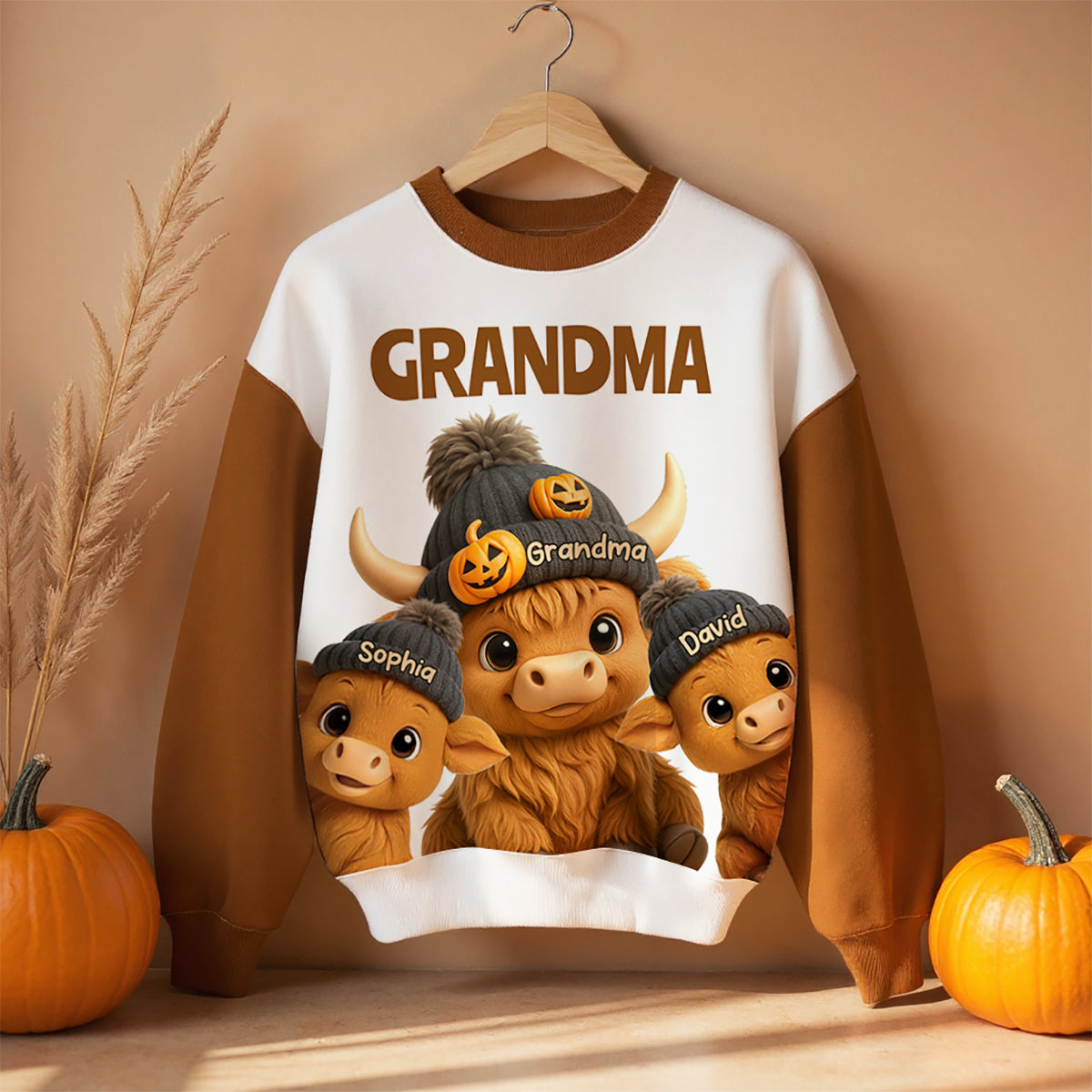 Mama Grandma Cow Personalized Sweatshirt, Cozy Fall Sweatshirt