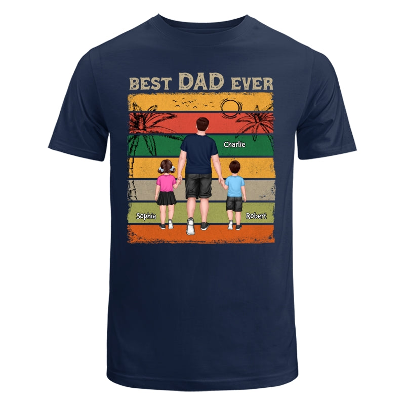 Retro Best Dad Ever Dad And Son Daughter Walking Gift For Dad Personalized Shirt