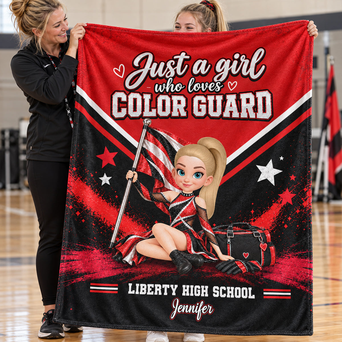 Just a Girl Who Loves Color Guard - Personalized Fleece Blanket - Christmas Gift for Daughter, Granddaughter, Niece