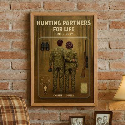 3D Effect Custom Figure Couple Hunting Partners For Life Personalized Poster