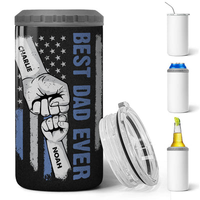 Nation Flag Best Dad Ever Fist Bump Personalized 4 In 1 Can Cooler, Coolest Father's Day Gift For Dad, For Grandpa, For Husband
