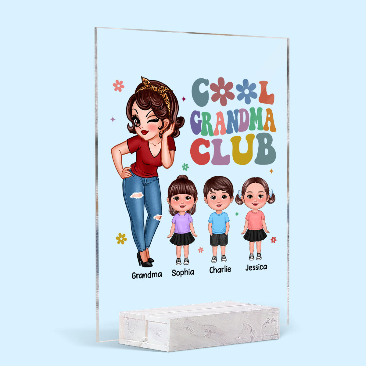 Cool Grandma Club Personalized Acrylic Plaque, Gift For Grandma