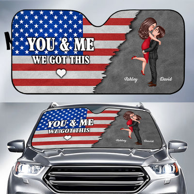 Nation Flag Couple We Got This Personalized Car Sunshade, Anniversary Gift For Him, Gift For Her