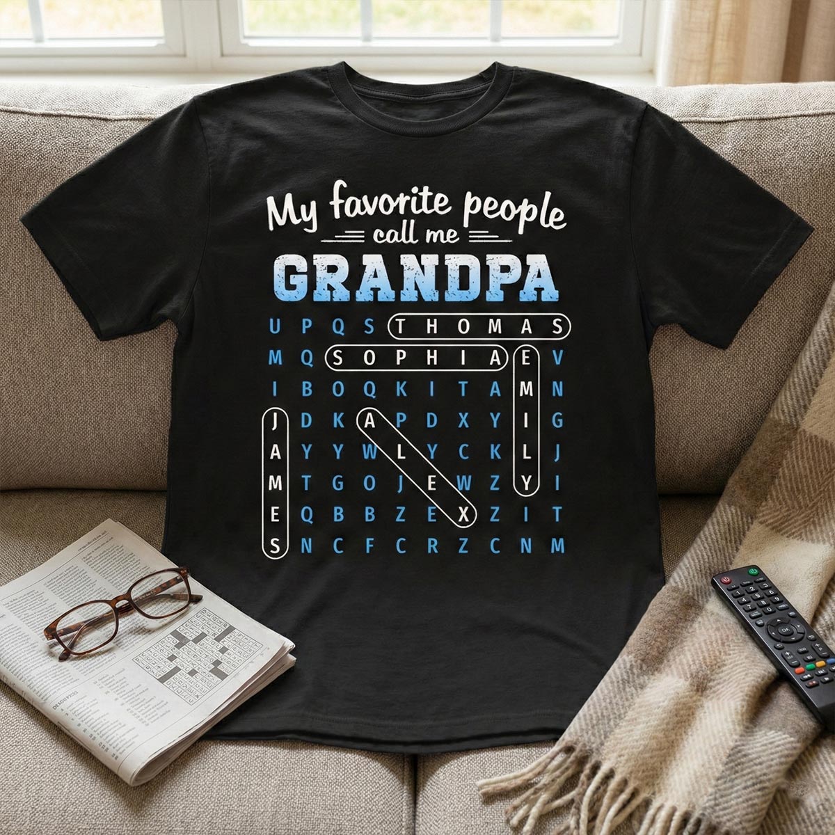 My Favorite People Call Me Grandpa Dad Word Search Puzzle - Personalized Shirt - Gift For Grandpa, Dad