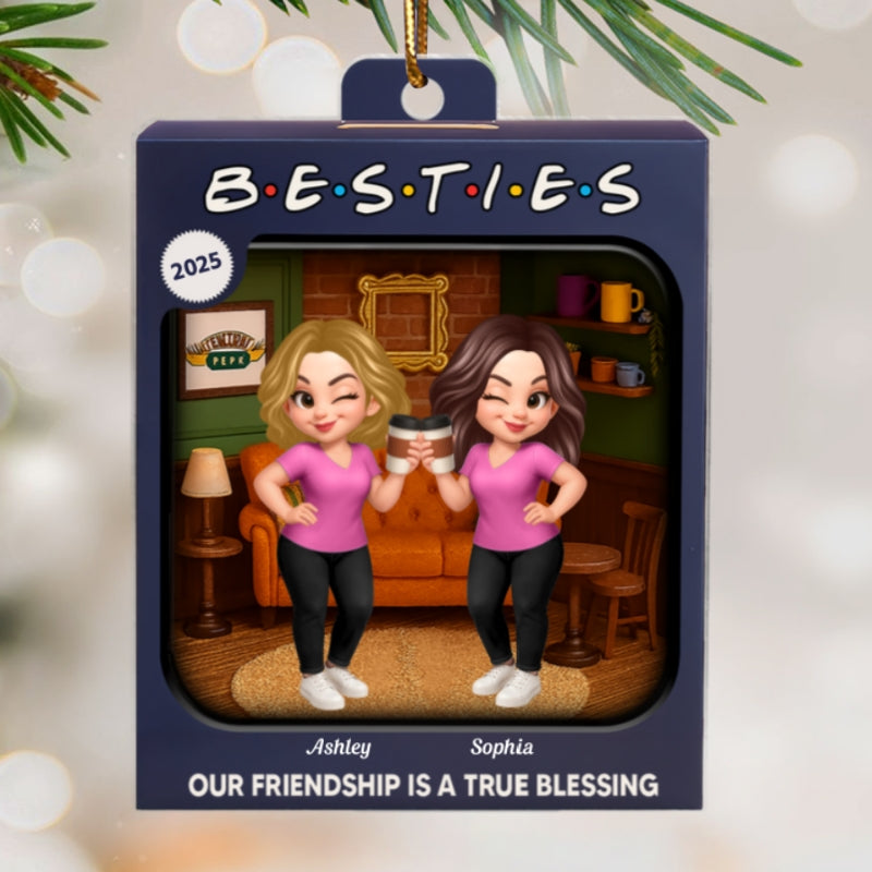 Besties Forever Toy Box Style - Personalized Acrylic Ornament - Christmas Gift For Friends