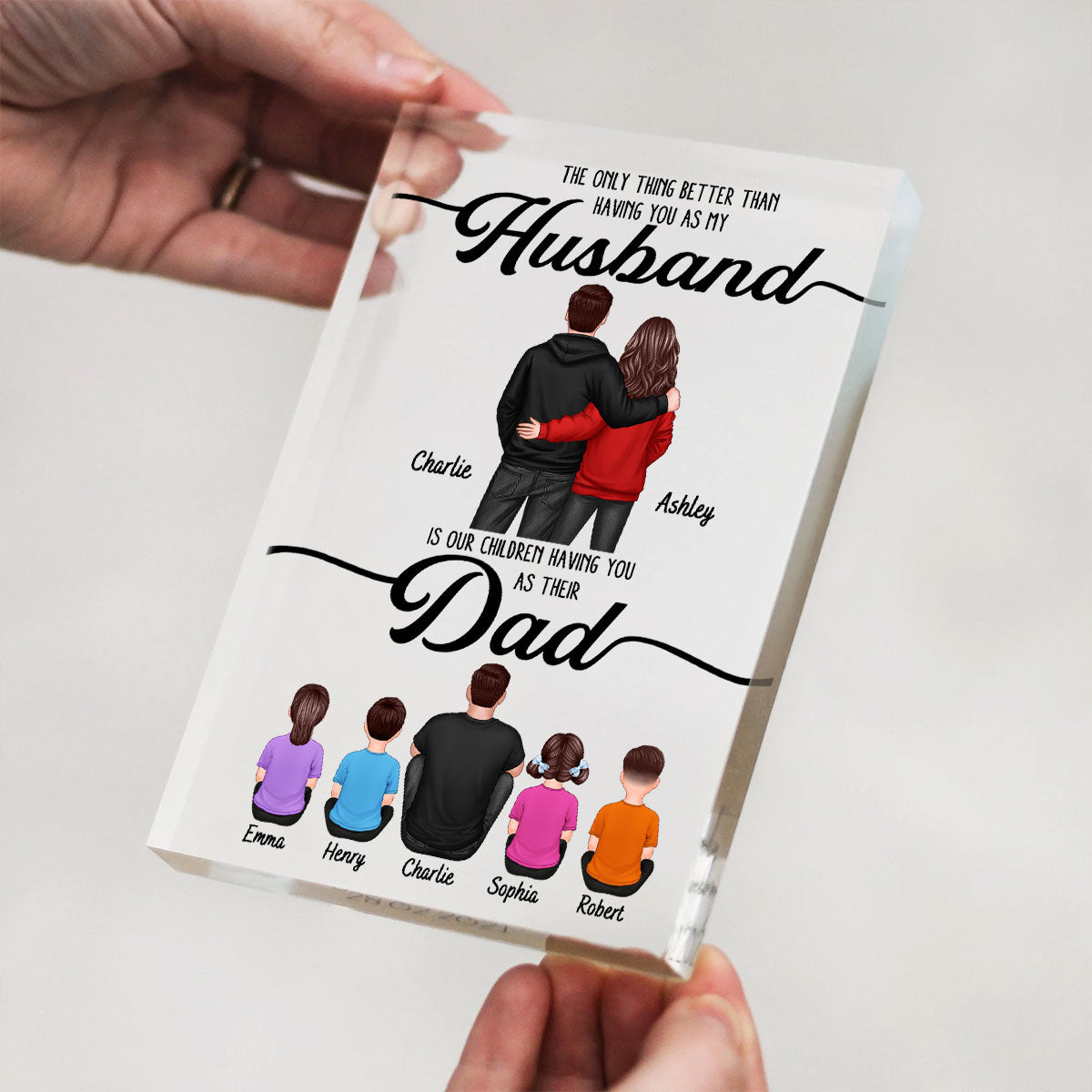 To My Husband Couple, Dad & Kids Personalized Acrylic Block, Father's Day gift for Husband