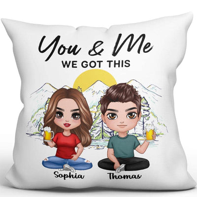 Couple Sitting Sketch Background Personalized Pillow