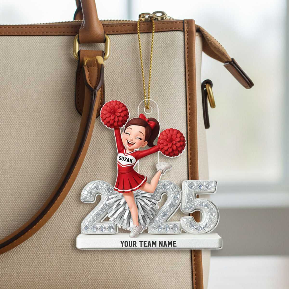 3D Shining Effect Cheerleader - Personalized Acrylic Car Hanger - Gift For Cheerleaders